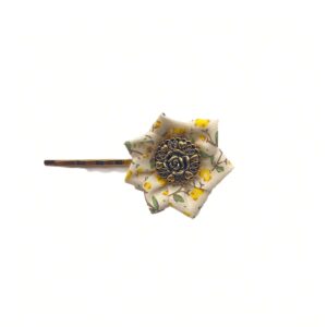 Hair Clip Yellow Floral - Rose Button - S