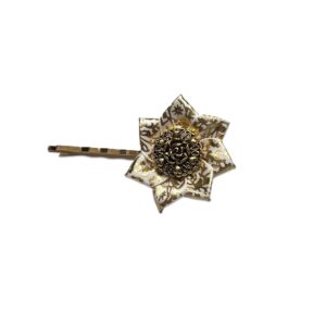 Hair Clip Gold - Rose Button - S