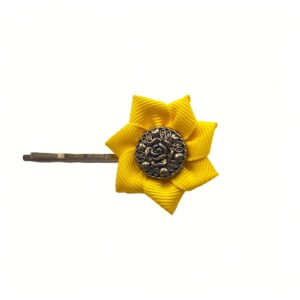 Hair Clip Yellow - Rose Button - S