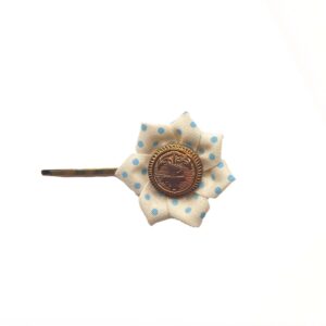 Hair Clip Blue Dotty - Anchor Button - S