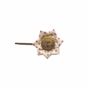 Hair Clip Pink Dotty - Anchor Button - S